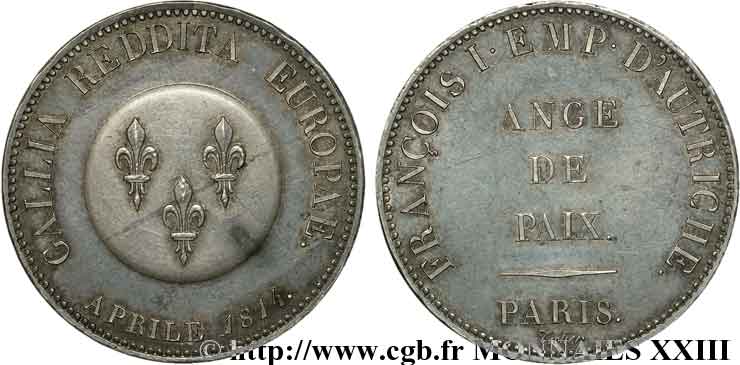 Module de 5 francs pour François Ier d’Autriche 1814 Paris VG.2355  SPL 