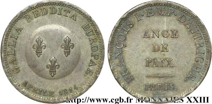 Module de 2 francs pour François Ier d’Autriche 1814 Paris VG.2356  SPL 