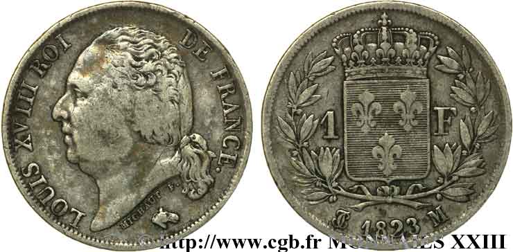1 franc Louis XVIII 1823 Toulouse F.206/52 TTB 