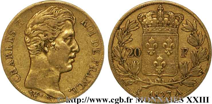 20 francs Charles X 1827 Paris F.520/6 SS 