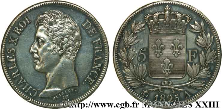 5 francs Charles X, 1er type 1825 Paris F.310/3 SUP 