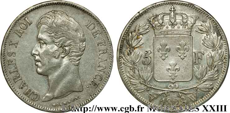 5 francs Charles X, 2e type 1828 Lille F.311/26 TTB 