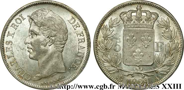5 francs Charles X, 2e type 1829 Paris F.311/27 VZ 