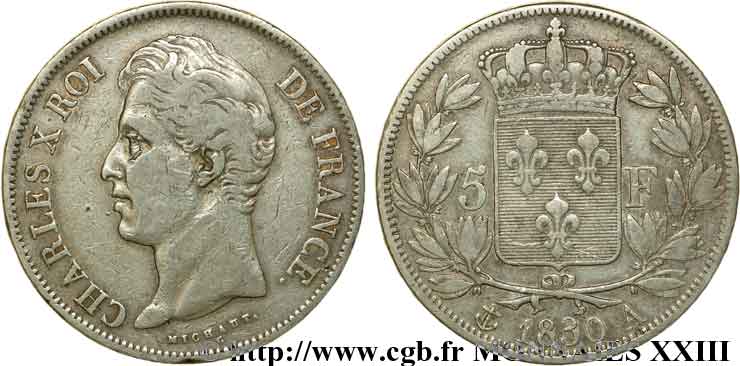 5 Francs, 2e type, tranche en relief 1830 Paris F.312/1 MB 