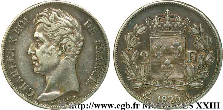 2 francs Charles X 1829 Paris F.258/49 MBC 