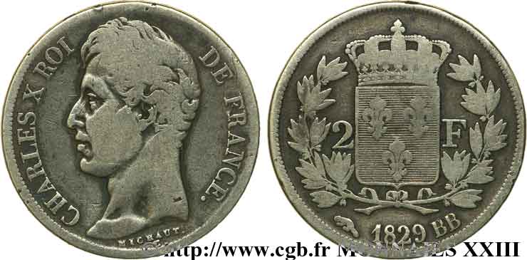 2 francs Charles X 1829 Strasbourg F.258/51 TB 
