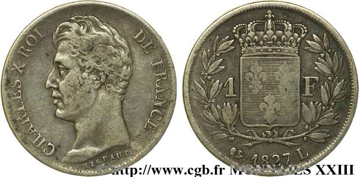 1 franc Charles X 1827 Bayonne F.207/32 BC 
