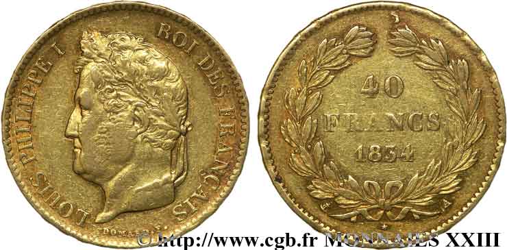 40 francs or Louis-Philippe 1834 Paris F.546/6 SS 