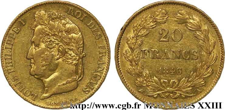 20 francs Louis-Philippe, Domard 1846 Paris F.527/35 BB 
