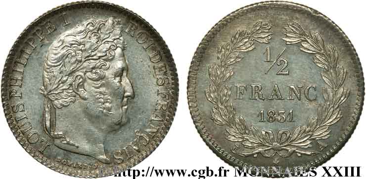 1/2 franc Louis-Philippe 1831 Paris F.182/1 SPL 