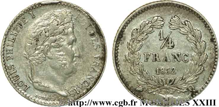 1/4 franc Louis-Philippe 1832 Perpignan F.166/26 TTB 