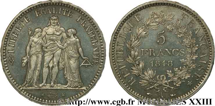 5 francs Hercule Deuxième République 1848  Paris F.326/1 MS 