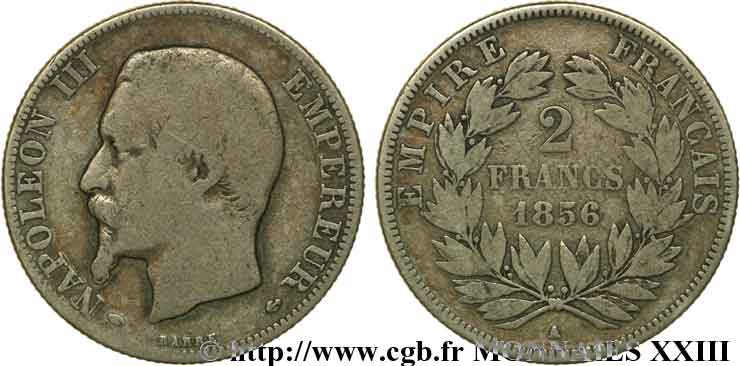 2 francs Napoléon III tête nue 1856 Paris F.262/4 BC 