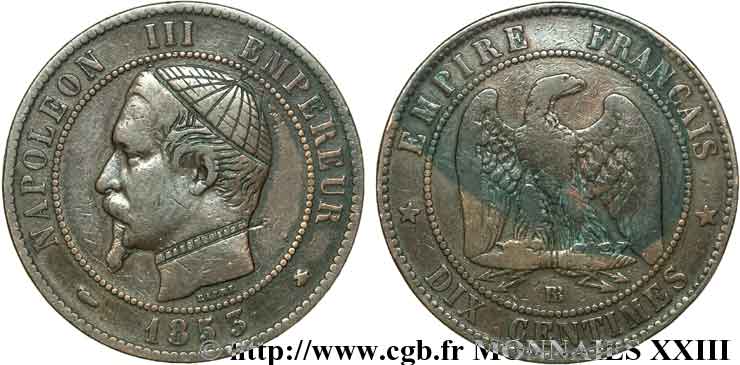 Monnaie satirique, module de dix centimes, regravée 1853 Strasbourg F.133/4 VF 