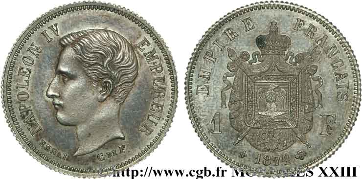 Essai 1 franc 1874 Bruxelles VG.3762  SPL 