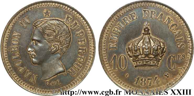 Essai 10 centimes 1874 Bruxelles VG.3765  AU 