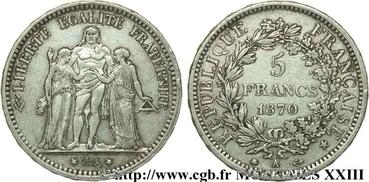 5 francs Hercule 1870 Paris F.334/1 SS 