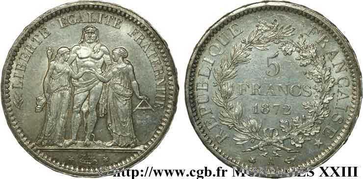 5 francs Hercule 1872 Paris F.334/7 EBC 