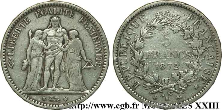 5 francs Hercule 1872 Bordeaux F.334/8 VF 