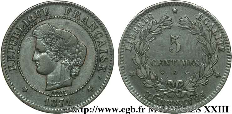 5 centimes Cérès 1871 Bordeaux F.118/3 MBC 