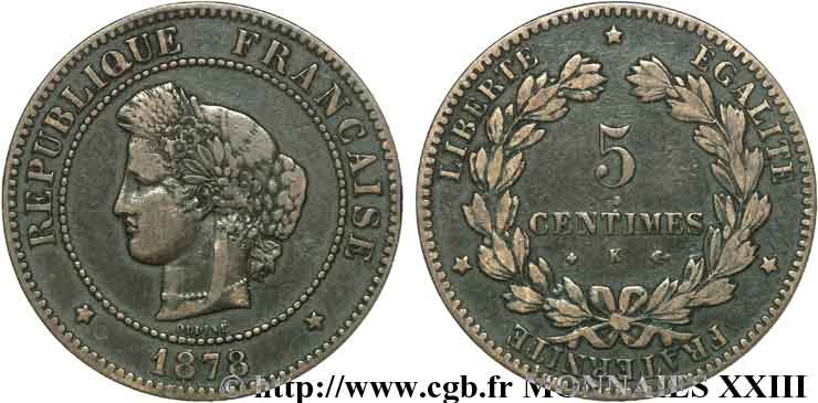 5 centimes Cérès 1878 Bordeaux F.118/18 TTB 