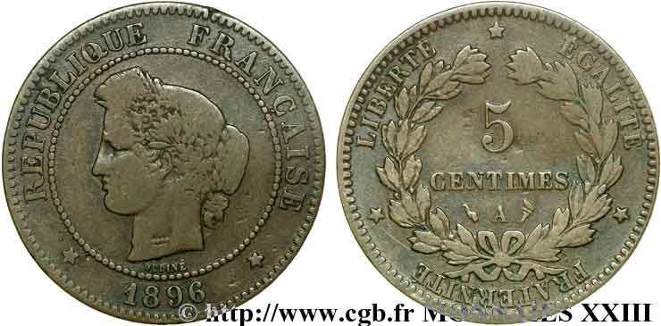5 centimes Cérès 1896 Paris F.118/38 BC 