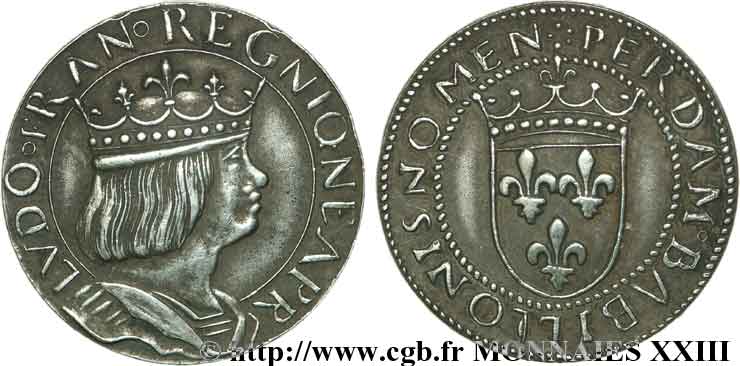 Essai en argent au type du ducat d or de Naples de louis XII n.d. Paris VG.3963 (en maillechort) SPL 