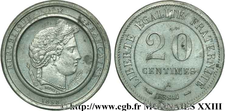 Essai de 20 centimes Merley 1898 Paris VG.4342  var. EBC 