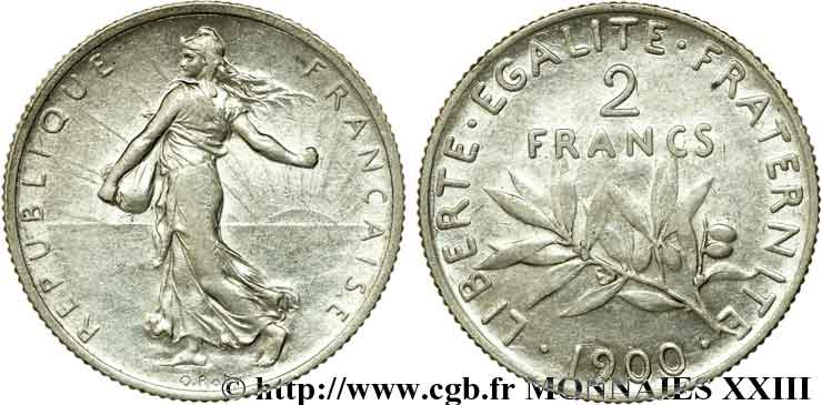 2 francs Semeuse 1900 Paris F.266/4 BB 