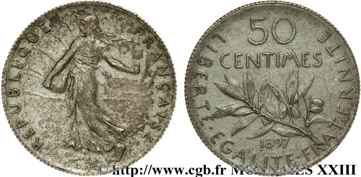 50 centimes Semeuse, flan mat 1897 Paris F.190/2 EBC 