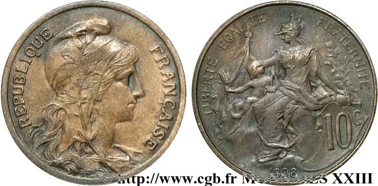 10 centimes Daniel-Dupuis, flan mat 1898  F.136/6 SUP 