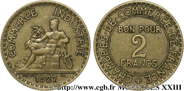 2 francs Chambres de commerce 1927 Paris F.267/9 TB 