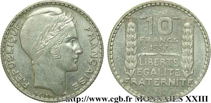 10 francs Turin 1937 Paris F.360/8 MBC 