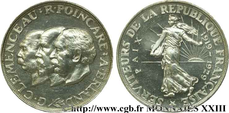 Module de 20 francs argent, 10e anniversaire de la Paix 1929 Paris G.851  EBC 