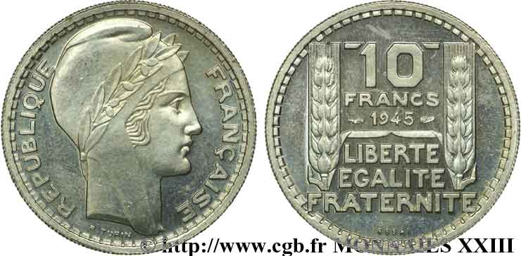 Essai de 10 francs Turin, grosse tête 1945 Paris F.361/1 fST 