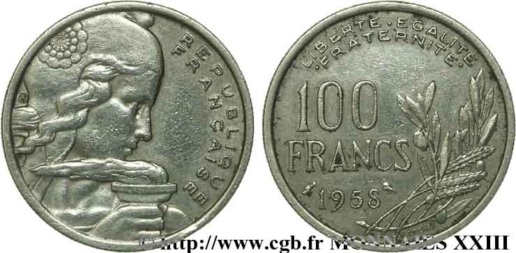 100 francs Cochet, chouette 1958 Paris F.450/13 SS 