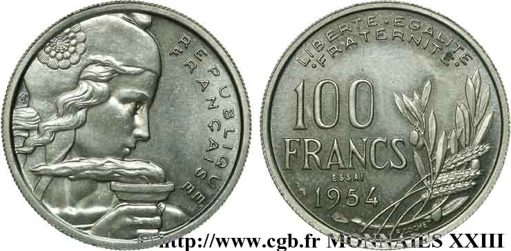 Essai de 100 francs Cochet 1954 Paris F.450/1 fST 