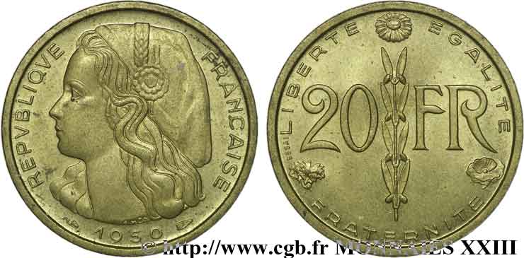 Essai de 20 francs par Simon 1950 Paris Maz.2764  EBC 