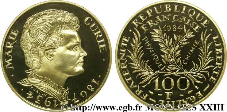 100 francs or Marie Curie 1984 Pessac F.1600 1 ST 