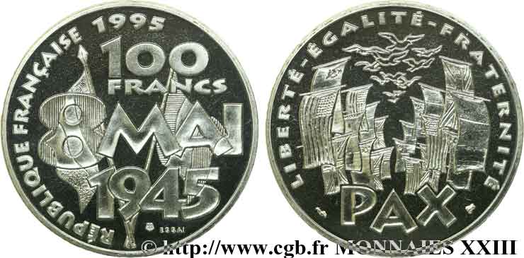 Essai de 100 francs 8 mai 1945 1995 Pessac F.463/1 FDC 