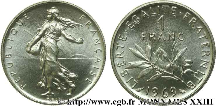 1 franc Semeuse, nickel 1969 Paris F.226/14 MS 