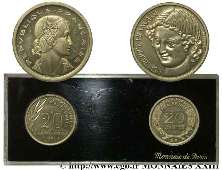 Boîte de 2 essais de 20 centimes 1961, Cochet et Baron 1961 Paris  MS 