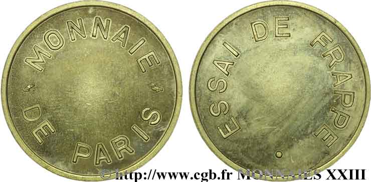 Essai de frappe, module de 20 centimes n.d. Paris  SPL 