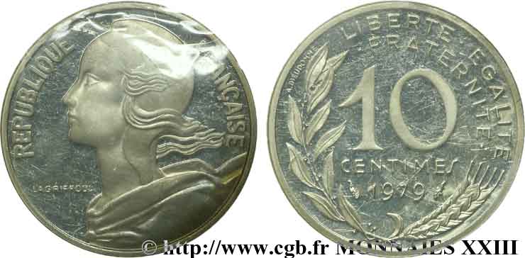 Piéfort argent de 10 centimes Marianne 1979 Pessac F.144/19P ST 