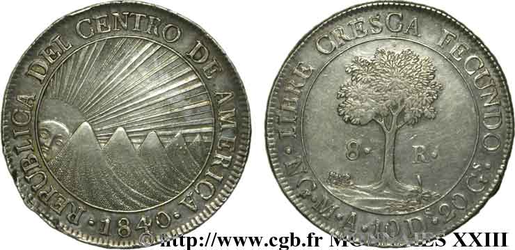 COSTA RICA - RÉPUBLIQUE DE L AMÉRIQUE CENTRALE 8 réaux 1840 Guatemala VZ 