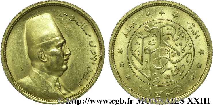 ÉGYPTE - ROYAUME D ÉGYPTE - FOUAD Ier 100 piastres, or jaune AH 1340 = 1922  VZ 
