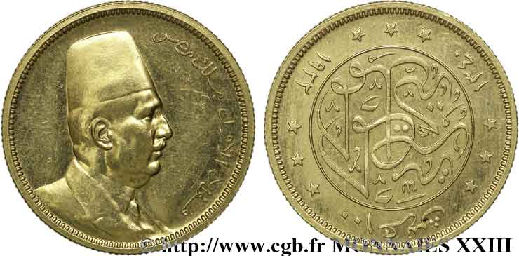 ÉGYPTE - ROYAUME D ÉGYPTE - FOUAD Ier 100 piastres, or rose AH 1340 = 1922  EBC 