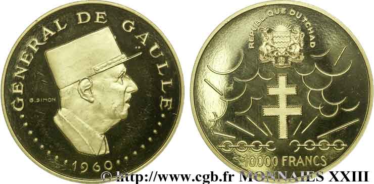 TCHAD - REPUBLIQUE 10.000 francs or 1970 Paris fST 
