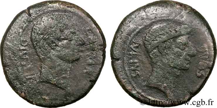 OCTAVIAN AND JULIUS CAESAR Sesterce, (GB, Æ 35) VF