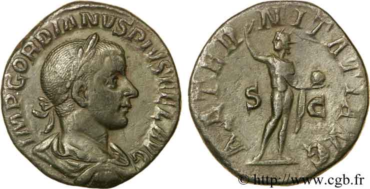 GORDIANO III Sesterce, (GB, Æ 31) q.SPL
